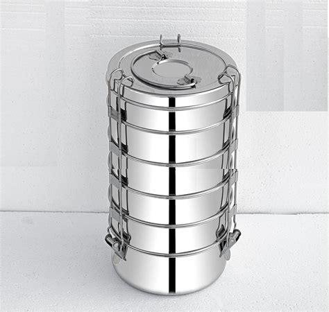 Steel Box Tiffin with 6 Steel Spoons